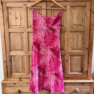 Express Pink Floral Babydoll Slip Dress Daisy Tieback Vintage 90s Y2K Sz 5 / 6